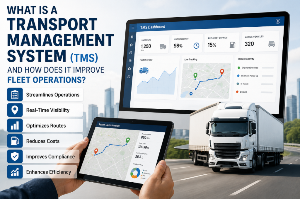 Transport management system fleet dashboard view